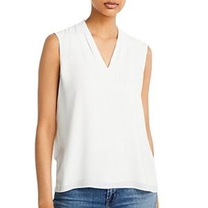 NWT T TAHARI Edie Sleeveless V-neck Top - 100% Exclusive In White Size XS
